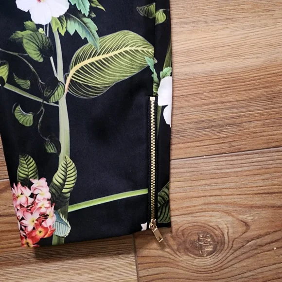 Ted Baker Hadas Secret Trellis Pants Women's Black Floral Satin - Picture 4 of 11